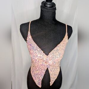 Urban Outfitters Silence + Noise Iridescent Sequin Butterfly Crop Top Size S